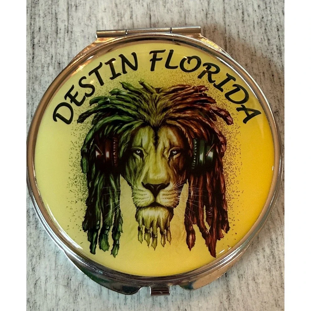 Rastafarian Rasta Lion Headphones Dreadlocks Compact Mirror Destin Florida